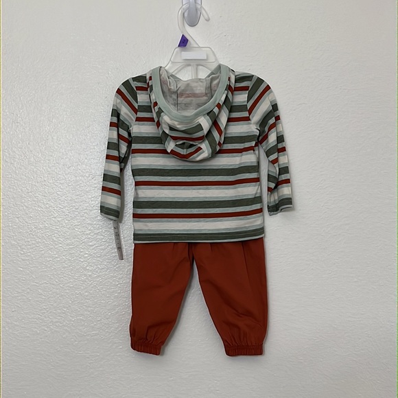 Carters baby outfit set 12 months hoodie top and pants. Green teal rust colored - Picture 9 of 10